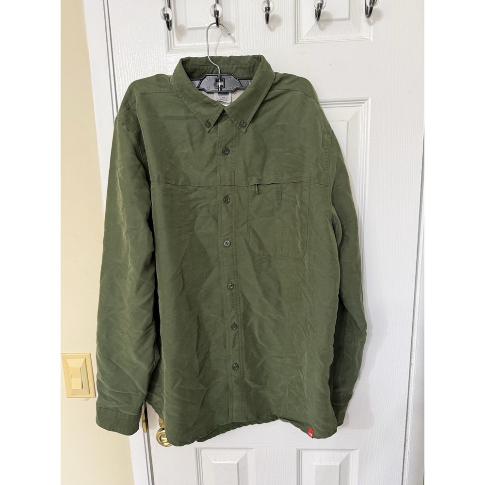 The North Face Shirt Mens Medium Green Long Sleeve Button Up Vented Hiking Nylon